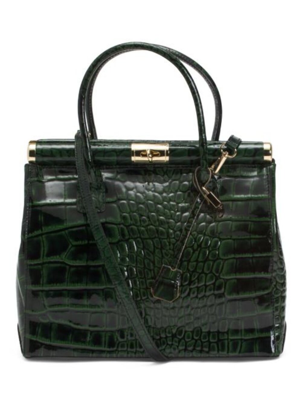 CHIARA FERRETTI Made In Italy Patent Leather Crocodile Satchel